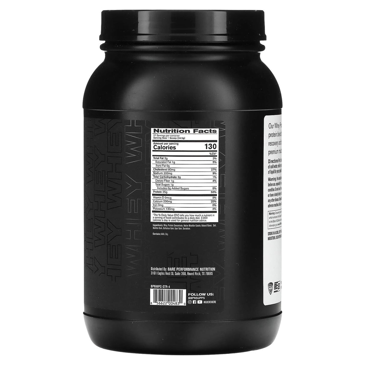 Bare Performance Nutrition, Whey Protein, Strawberry, 2 lbs (931 g) - Supply Center USA