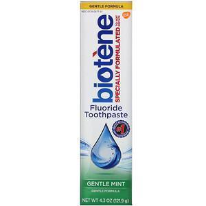 Biotene Dental Products, Gentle Formula Fluoride Toothpaste, Gentle Mint, 4.3 oz (121.9 g) - Supply Center USA