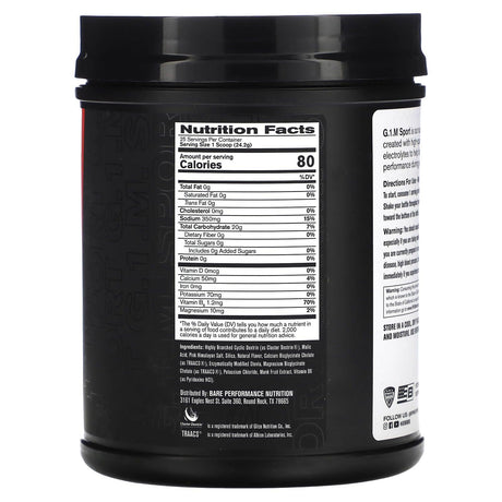 Bare Performance Nutrition, G.1.M Sport, Lemon Lime, 1 lb (603 g) - Supply Center USA