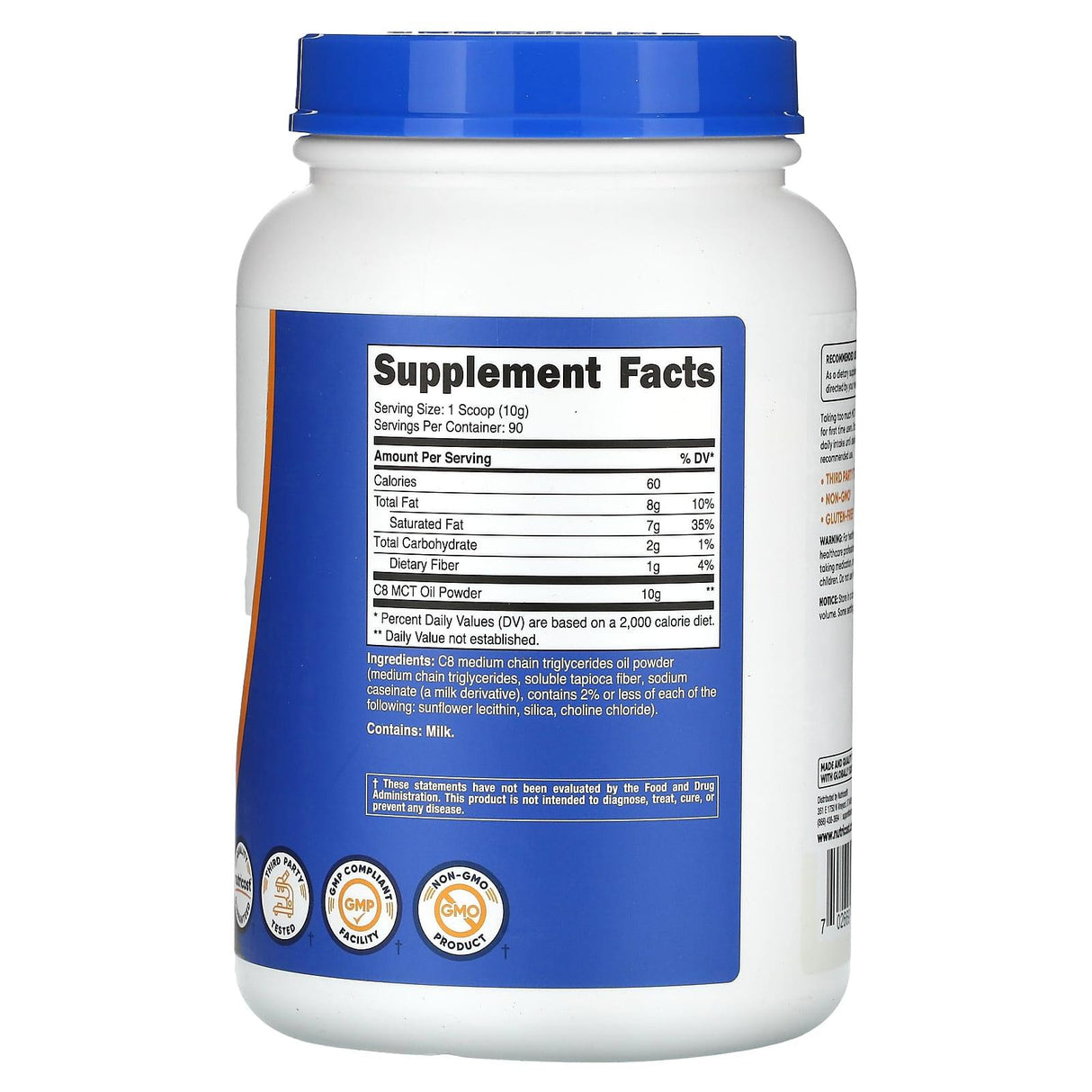 Nutricost, C8 MCT Oil Powder, Unflavored, 16.2 oz (454 g) - Supply Center USA