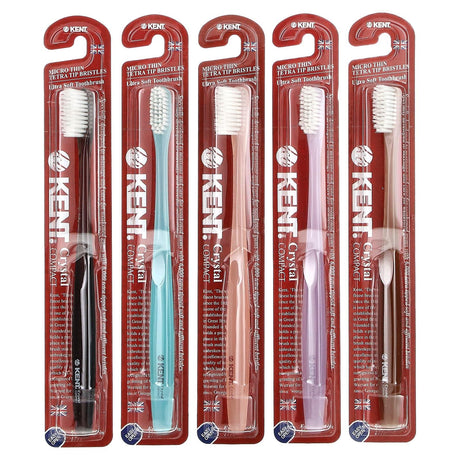 Kent, Ultra Soft Toothbrush, Crystal Compact, 5 Toothbrushes - Supply Center USA