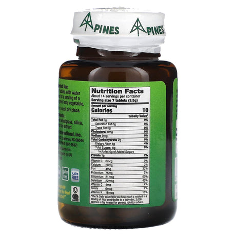 Pines International, Wheat Grass, 100 Tablets - Supply Center USA