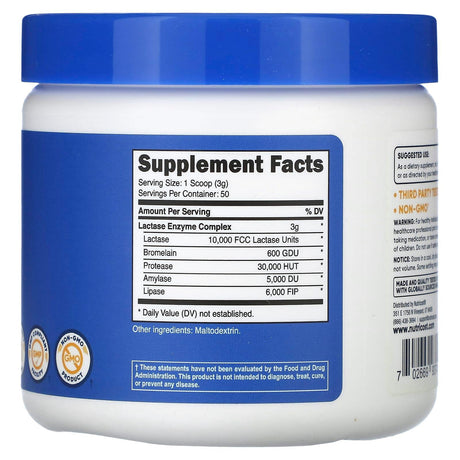 Nutricost, Lactase Powder, Unflavored, 5.3 oz (150 g) - Supply Center USA