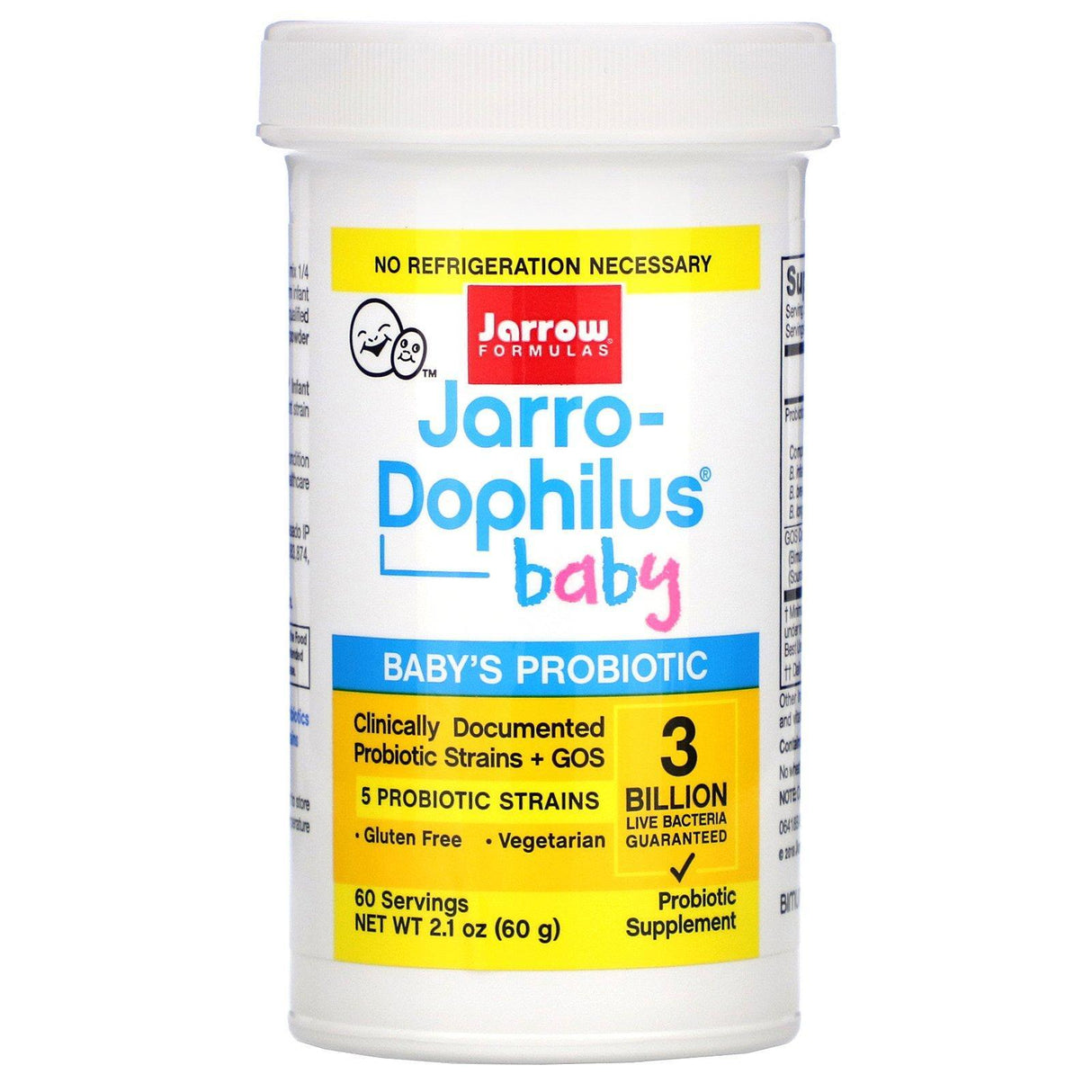 Jarrow Formulas, Jarro-Dophilus Baby, Baby's Probiotic, 3 Months - 4 Years, 3 Billion Live Bacteria, 2.1 oz (60 g) - Supply Center USA