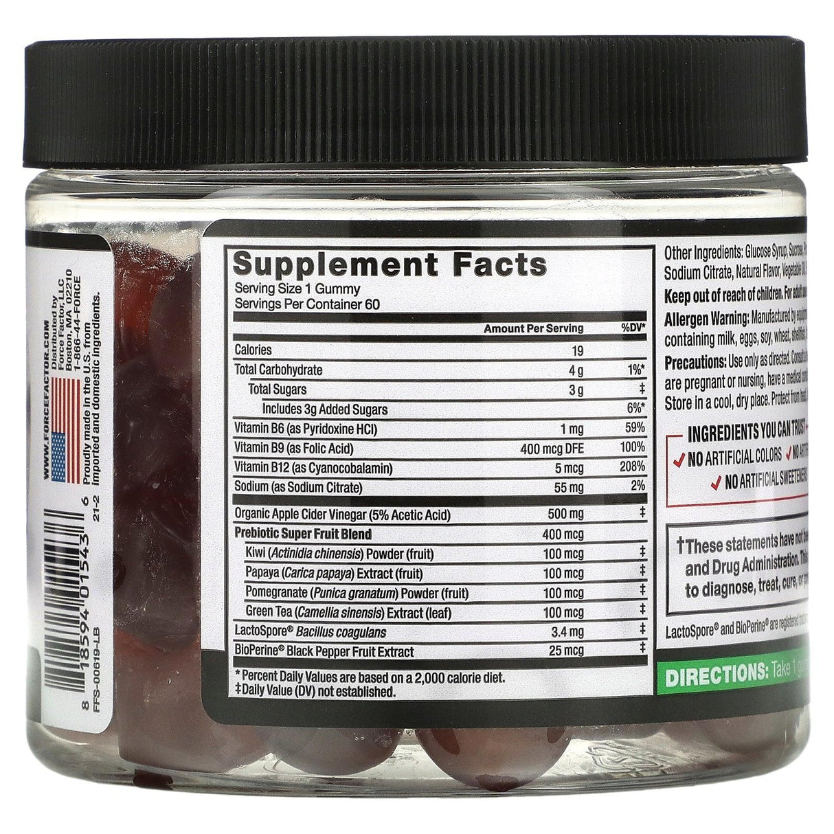 Force Factor, ProbioSlim Apple Cider Vinegar Gummies, 60 Gummies - Supply Center USA