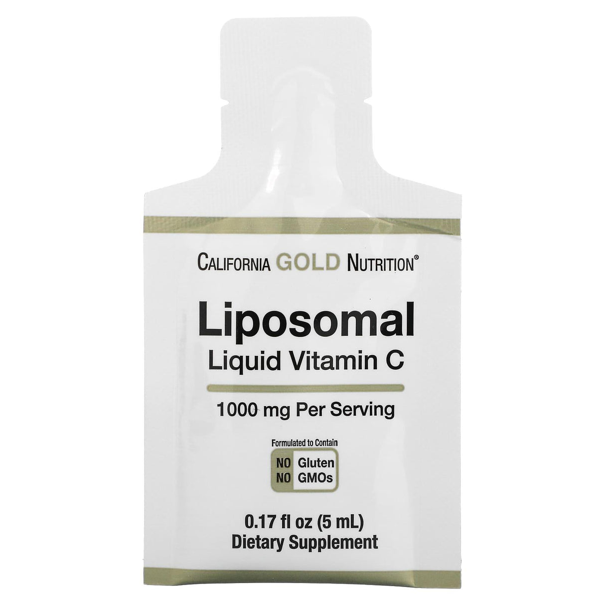 California Gold Nutrition, Liposomal Liquid Vitamin C, Unflavored, 1000 mg, 30 Sachets, 0.17 fl oz (5 ml) Each - Supply Center USA