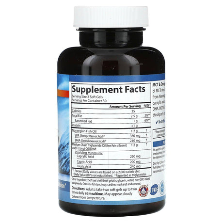 Carlson, MCT & Omega-3 With Coconut & Fish Oil, 60 Soft Gels - Supply Center USA