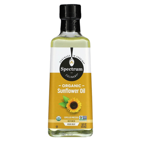 Spectrum Culinary, Organic High Heat Sunflower Oil, Refined, 16 fl oz (473 ml) - Supply Center USA