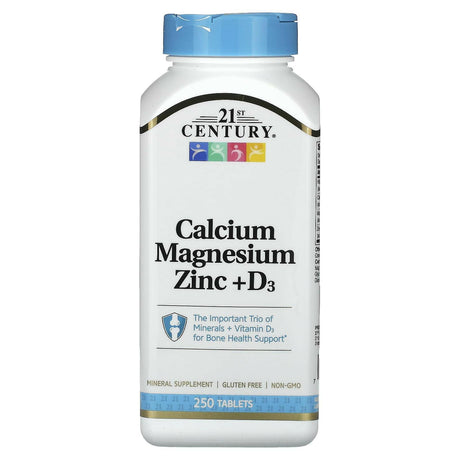 21st Century, Calcium Magnesium Zinc + D3, 250 Tablets - Supply Center USA