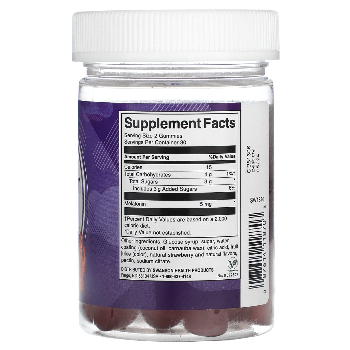 Swanson, Melatonin, Strawberry, 60 Gummies - Supply Center USA