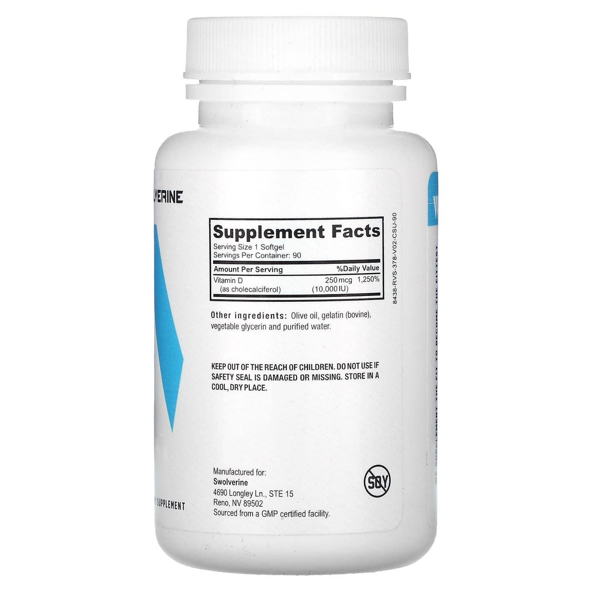 Swolverine, Vitamin D3, 90 Softgels - Supply Center USA