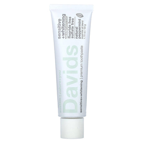 Davids Natural Toothpaste, Premium Toothpaste, Sensitive + Whitening, Natural Peppermint, 1.75 oz (50 g) - Supply Center USA