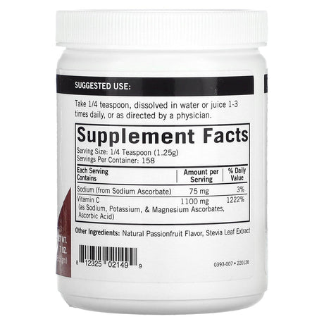 Kirkman Labs, Buffered Vitamin C Powder, Passionfruit, 7 oz (198.5 gm) - Supply Center USA