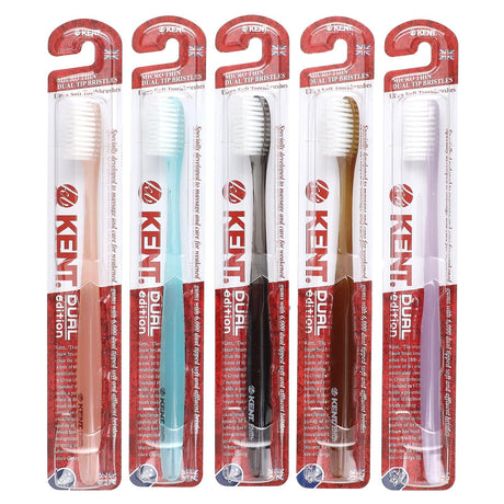 Kent, Ultra Soft Toothbrushes, Dual Edition, 5 Toothbrushes - Supply Center USA