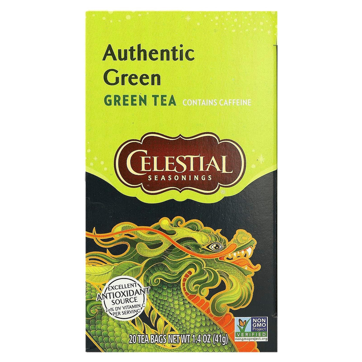 Celestial Seasonings, Authentic Green Tea , 20 Tea Bags, 1.4 oz (41 g) - Supply Center USA