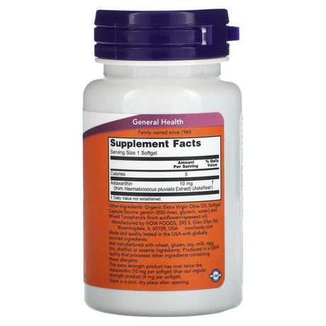 NOW Foods, Extra Strength Astaxanthin, 10 mg, 30 Softgels - Supply Center USA