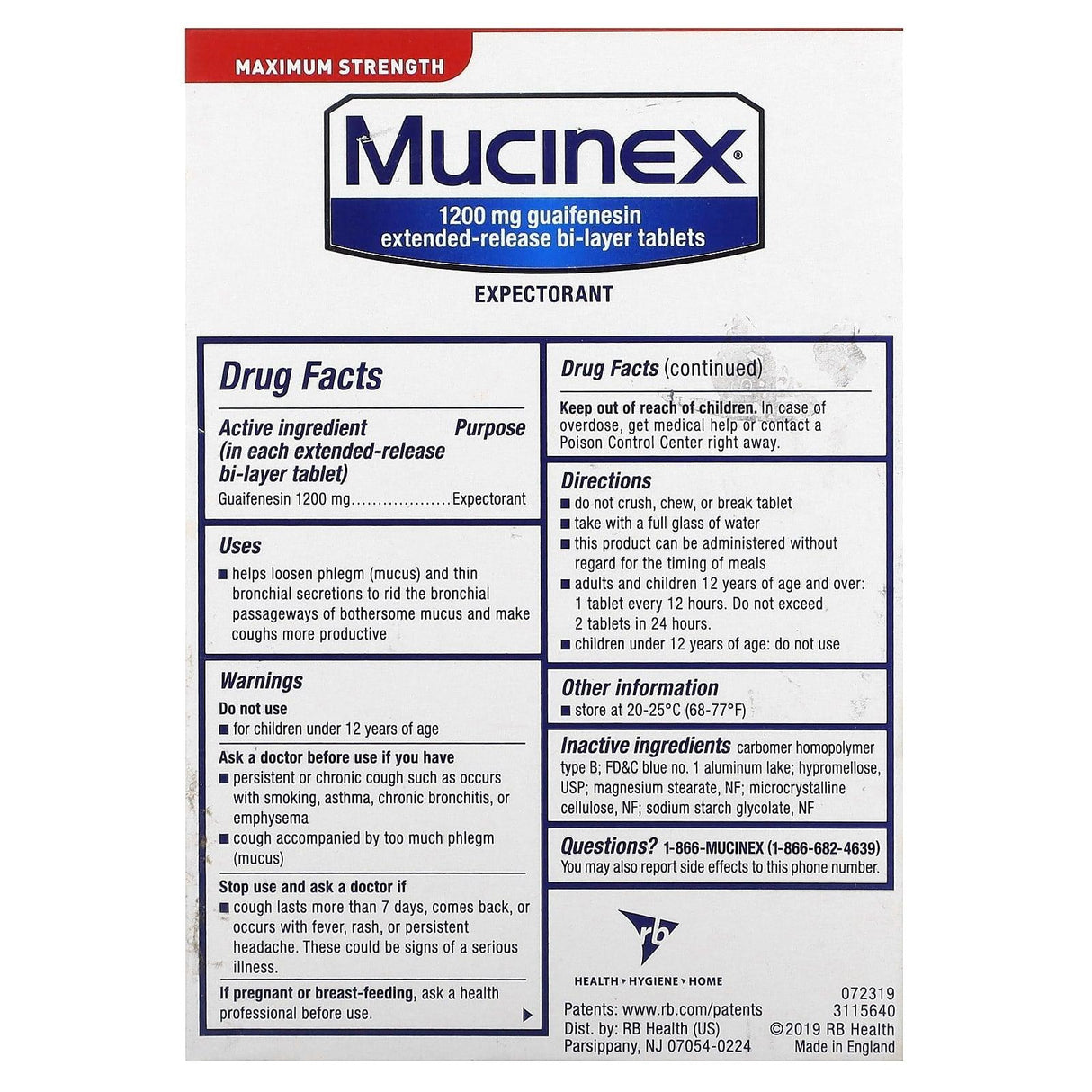 Mucinex, 12 Hour Chest Congestion, Maximum Strength, 14 Extended-Release Bi-Layer Tablets - Supply Center USA