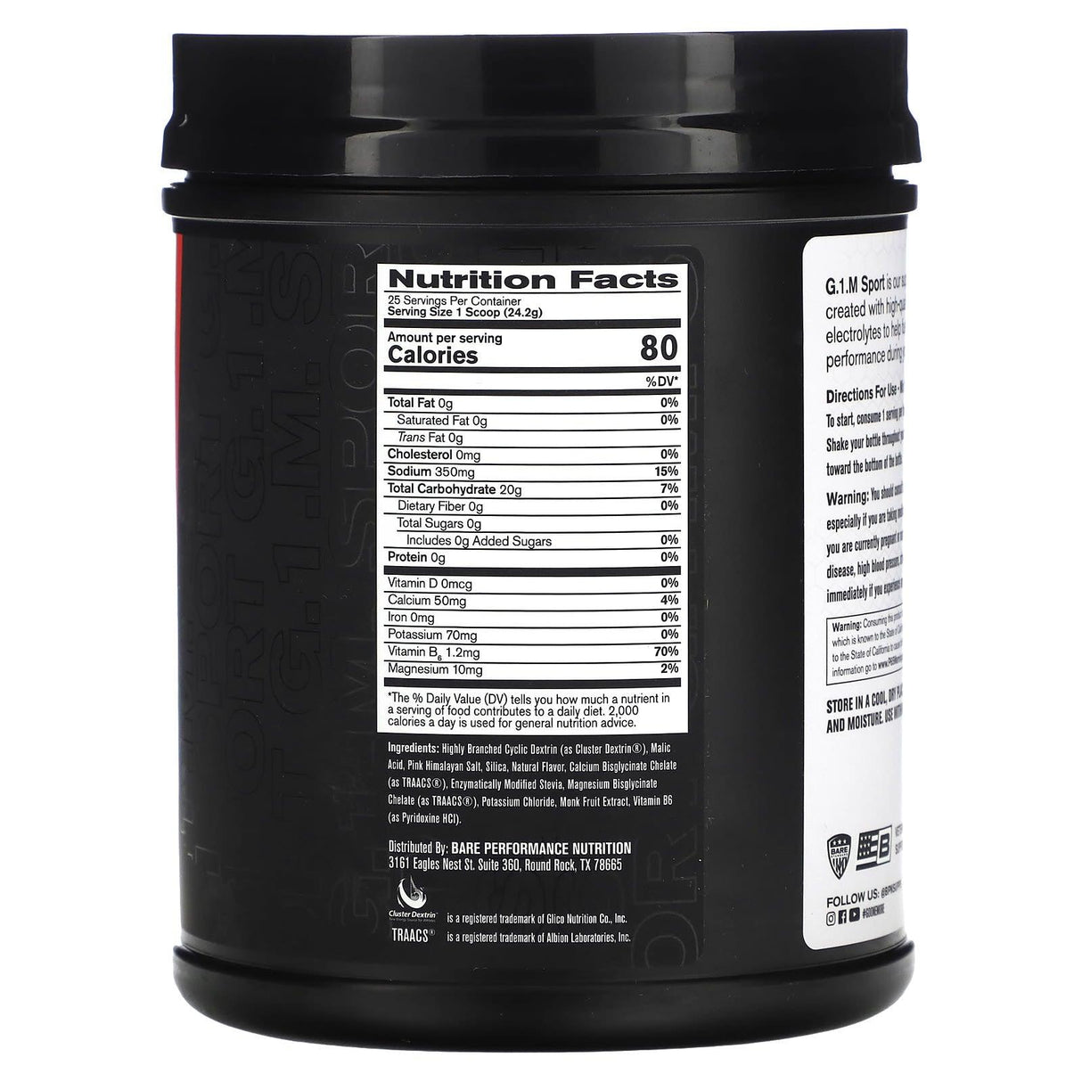 Bare Performance Nutrition, G.1.M Sport, Fruit Punch, 1 lb, (605 g) - Supply Center USA