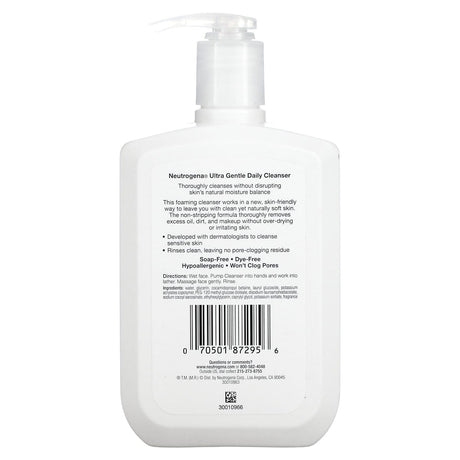 Neutrogena, Ultra Gentle, Daily Cleanser, Foaming Formula, 12 fl oz (354 ml) - Supply Center USA