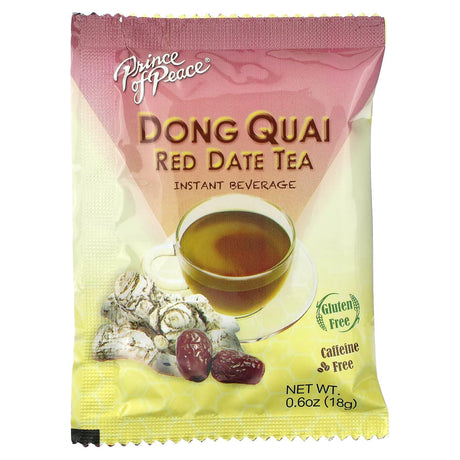 Prince of Peace, Instant Beverage, Dong Quai Red Date Tea, Caffeine Free, 10 Sachets, 6.3 oz (180 g) - Supply Center USA