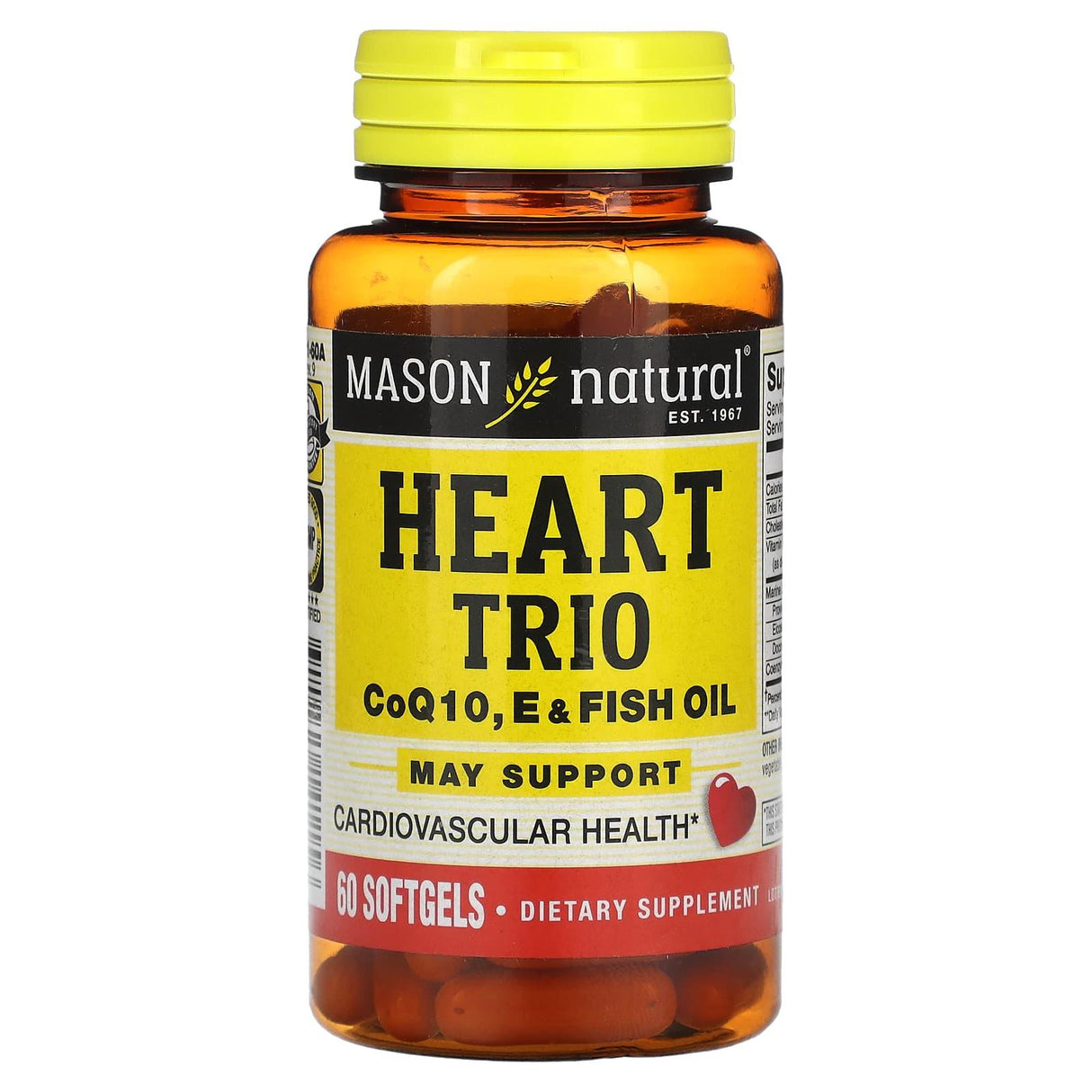 Mason Natural, Heart Trio, CoQ10, E & Fish Oil, 60 Softgels - Supply Center USA