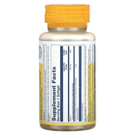 Solaray, Plant Source, Food Carotene with Beta Carotene & Carotenoid Complex, 500 mcg, 100 Softgels - Supply Center USA