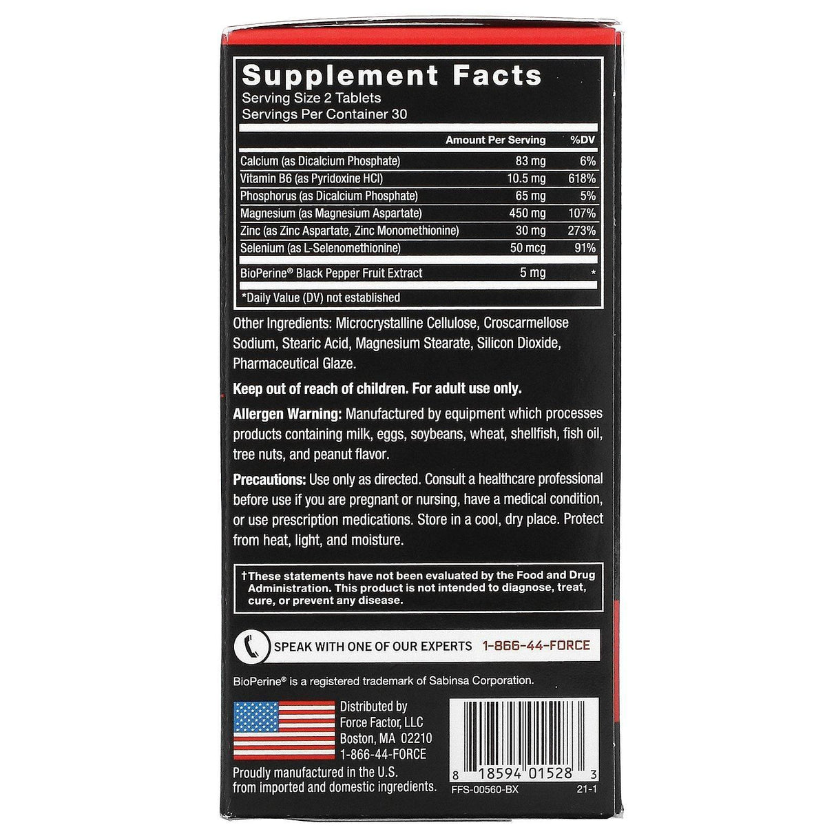 Force Factor, Zinc Magnesium Aspartate, 60 Tablets - Supply Center USA