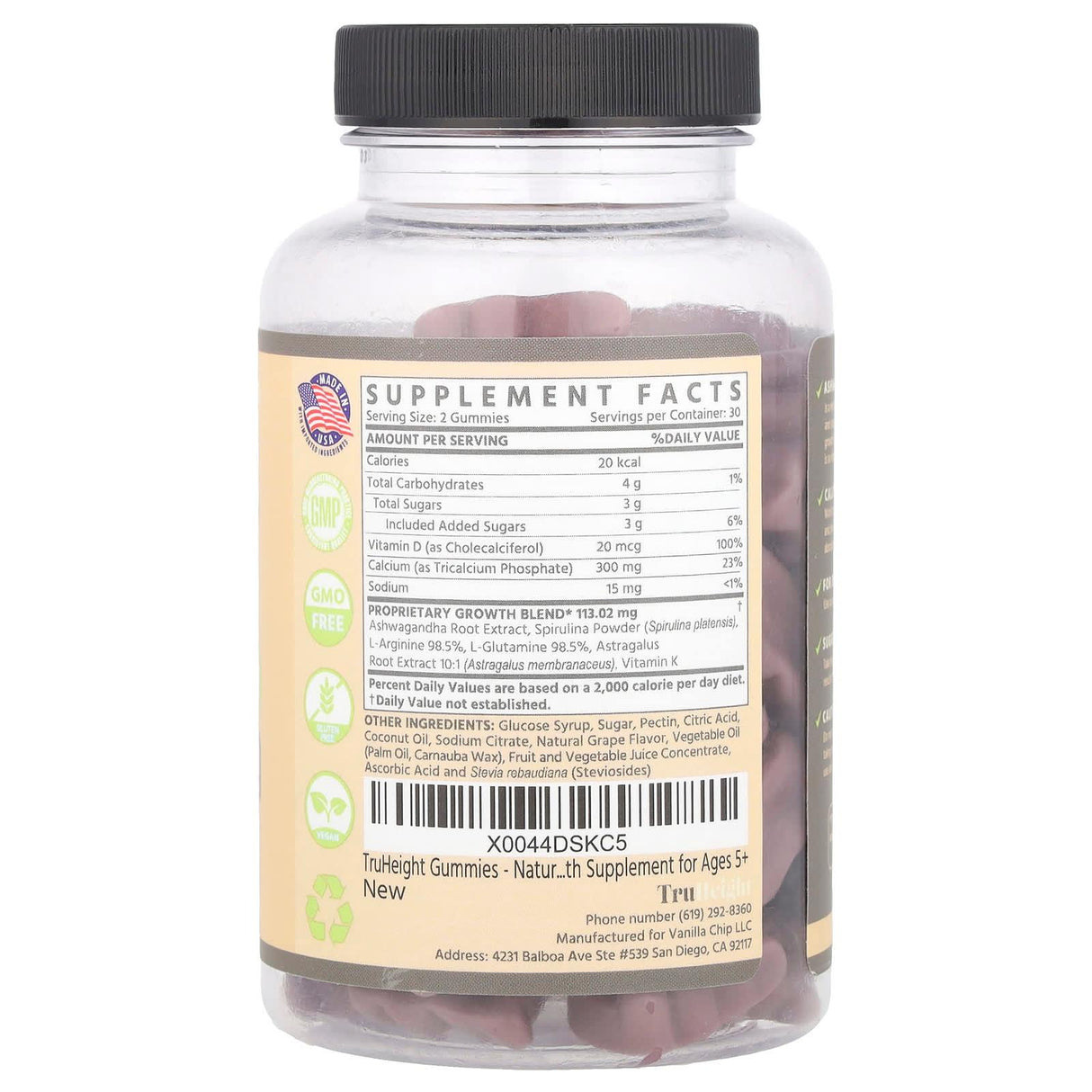 TruHeight, Growth, Multivitamin, For Ages 5+, Grape, 60 Gummies - Supply Center USA