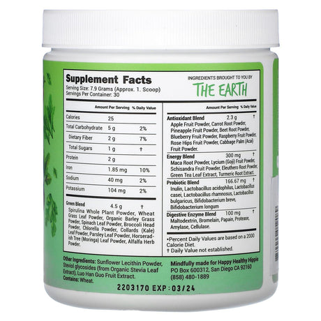 Happy Healthy Hippie, Get Your Greens, Green Superfood Powder, 8.3 oz (237 g) - Supply Center USA