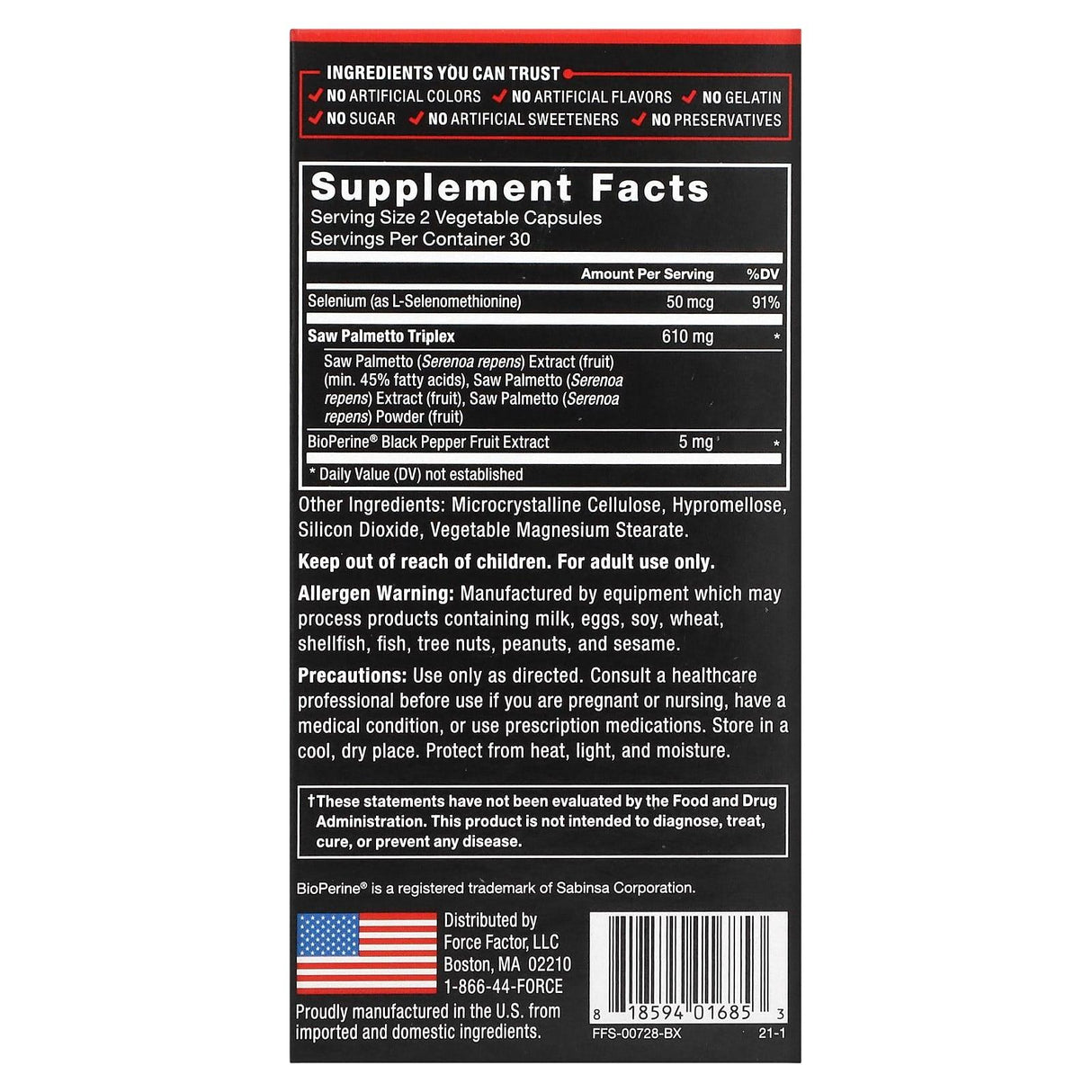 Force Factor, Fundamentals, Saw Palmetto, 60 Capsules - Supply Center USA