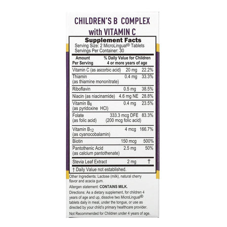 Superior Source, Children's B Complex with Vitamin C, 60 MicroLingual Instant Dissolve Tablets - Supply Center USA