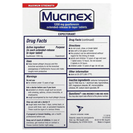 Mucinex, Expectorant, Maximum Strength, 28 Extended-Release Bi-Layer Tablets - Supply Center USA