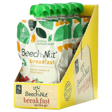 Beech-Nut, Breakfast, 12+ Months, Yogurt, Banana & Mixed Berry, 12 Pouches, 3.5 oz (99 g) Each - Supply Center USA