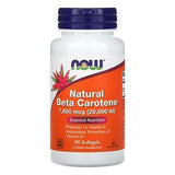 Now Foods, Natural Beta Carotene, 7,500 mcg (25,000 IU), 90 Softgels - Supply Center USA