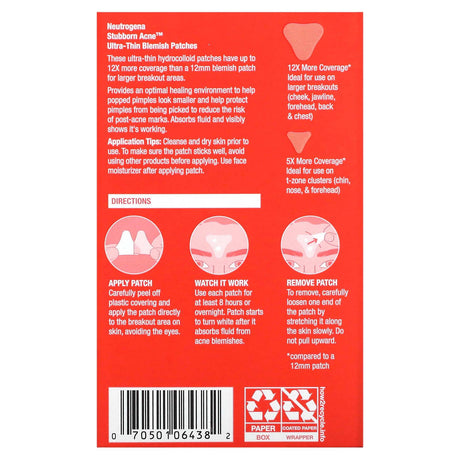 Neutrogena, Stubborn Acne Ultra-Thin Blemish Patches , 24 Count - Supply Center USA