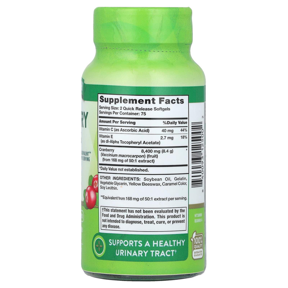 Nature's Truth, Cranberry Softgels Plus Vitamin C, 150 Quick Release Softgels - Supply Center USA