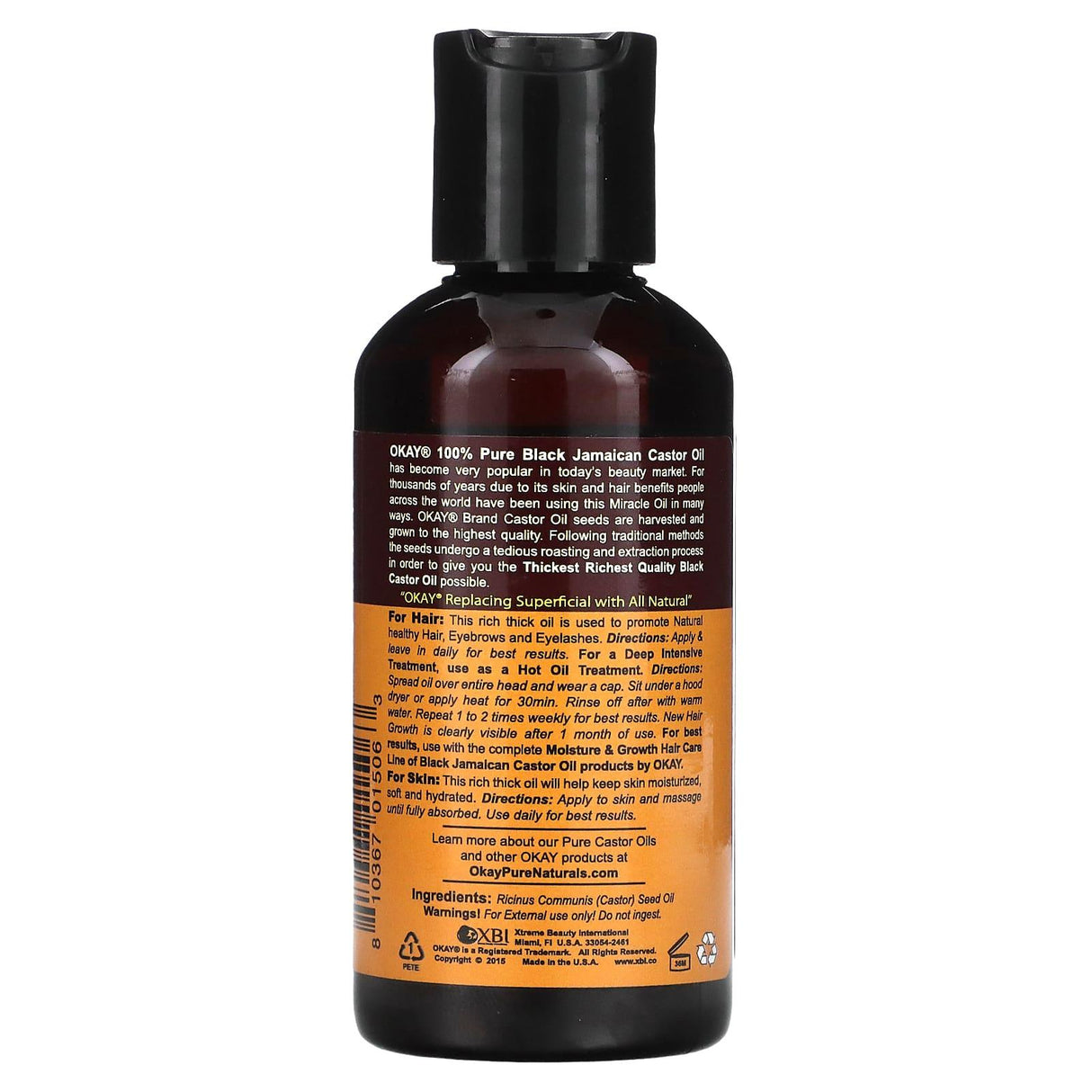 Okay Pure Naturals, 100% Pure Black Jamaican Castor Oil, 4 oz (118 ml) - Supply Center USA