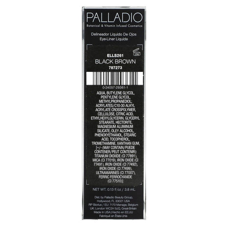 Palladio, Liquid Eyeliner, Black Brown ELLS261, 0.13 fl oz (3.8 ml) - Supply Center USA