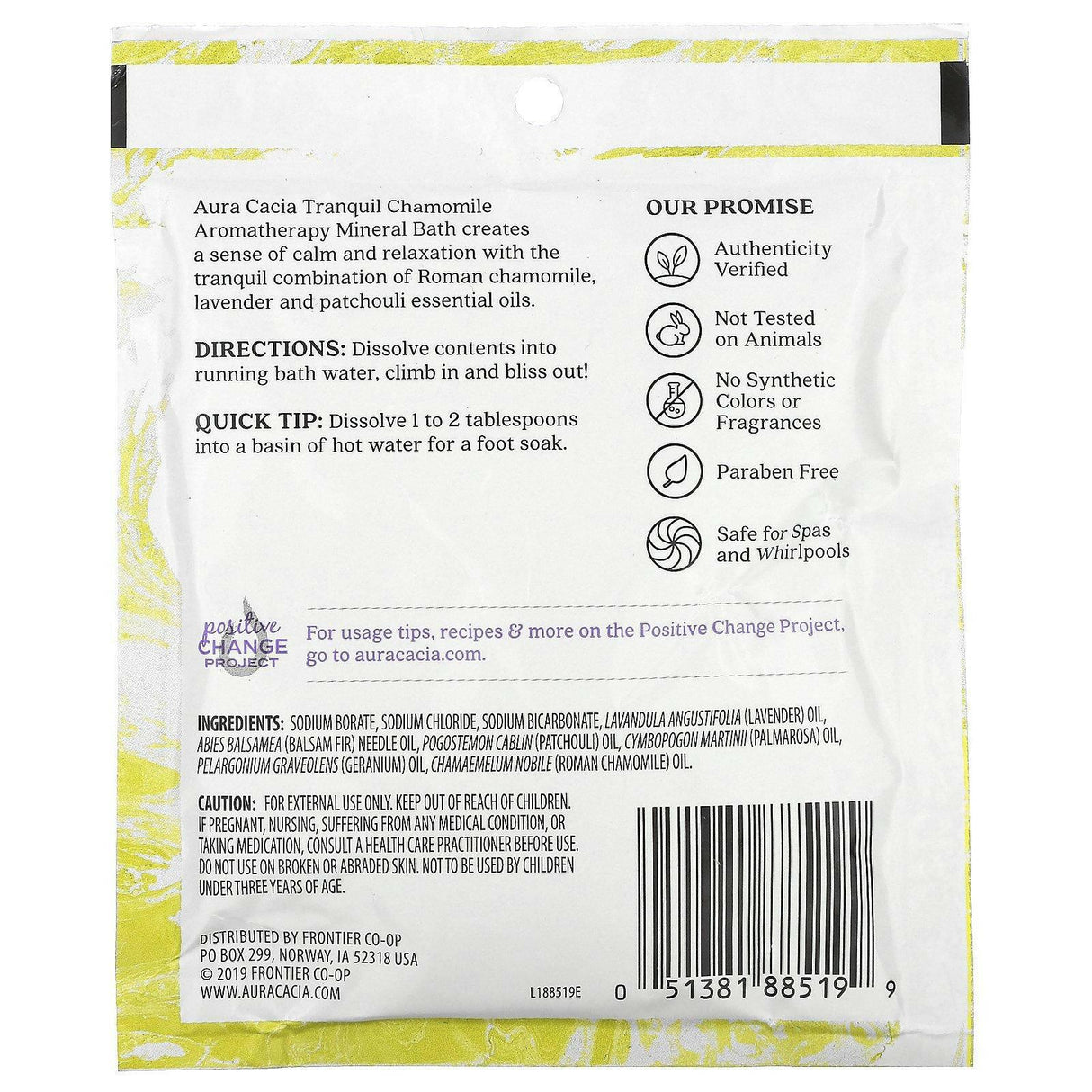 Aura Cacia, Aromatherapy Mineral Bath, Tranquil Chamomile, 2.5 oz (70.9 g) - Supply Center USA