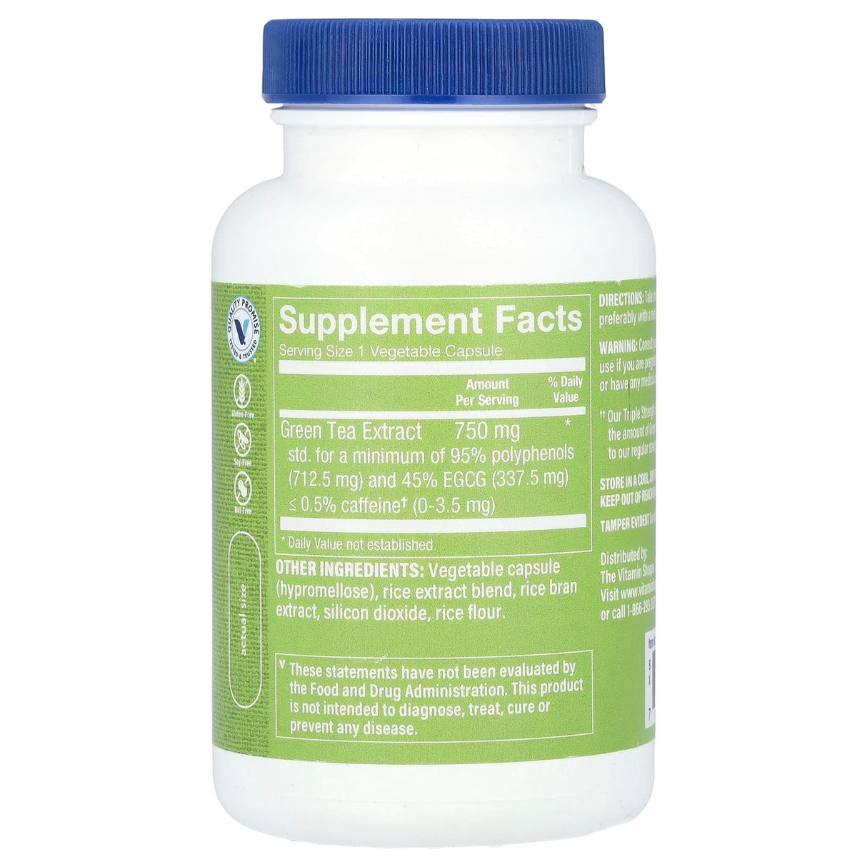 The Vitamin Shoppe, Green Tea Extract, Triple Strength, Decaffeinated, 100 Vegetable Capsules - Supply Center USA