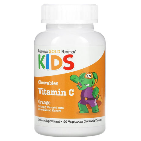 California Gold Nutrition, Chewable Vitamin C for Children, Orange Flavor, 90 Vegetarian Tablets - Supply Center USA