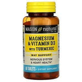 Mason Natural, Magnesium & Vitamin D3 with Turmeric, 60 Tablets - Supply Center USA