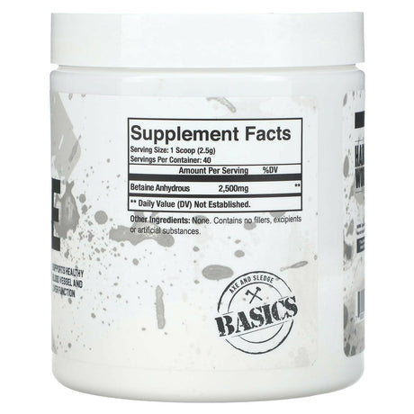 Axe & Sledge Supplements, Basics, Betaine, Unflavored, 3.53 oz (100 g) - Supply Center USA