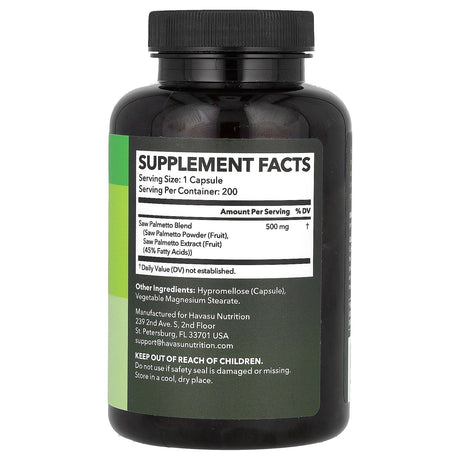 Havasu Nutrition, Saw Palmetto, Once Daily, 200 Capsules - Supply Center USA