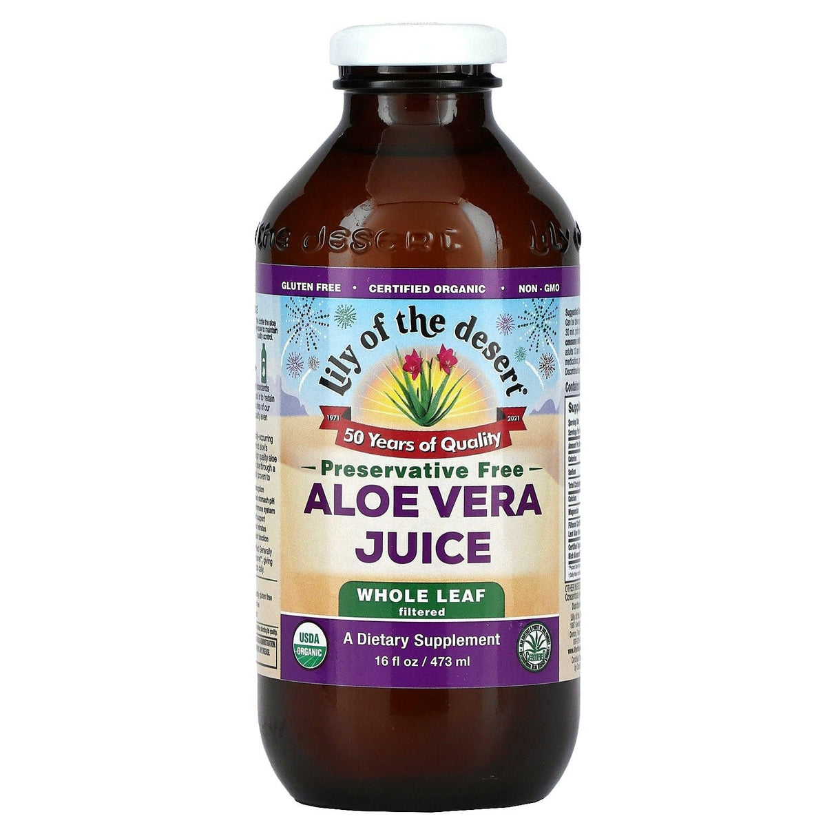 Lily of the Desert, Aloe Vera Juice, Whole Leaf, Filtered, 16 fl oz (473 ml) - Supply Center USA