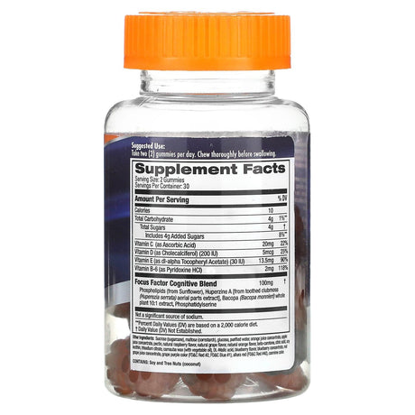 Focus Factor, Nutrition For The Brain, Grape, Raspberry, Orange, 60 Gummies - Supply Center USA