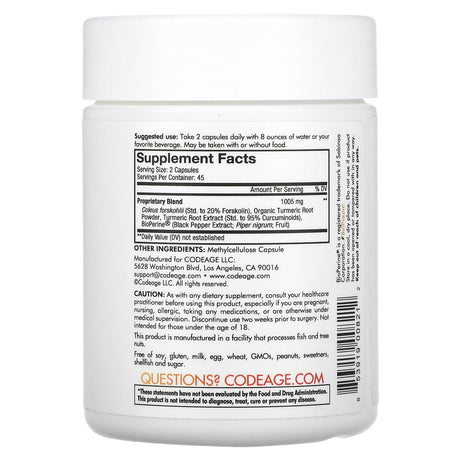 Codeage, Forskolin Turmeric , 90 Capsules - Supply Center USA