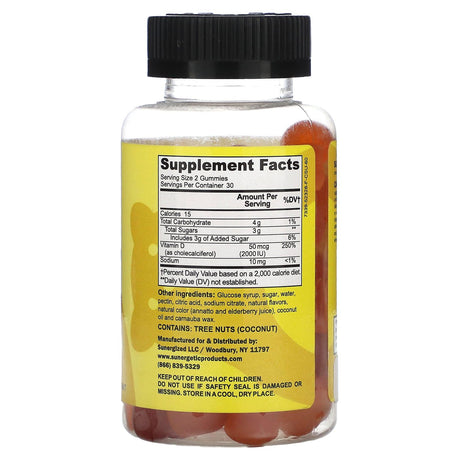 Sunergetic, Vitamin D3 Gummies, Strawberry, Peach and Mango, 60 Gummies - Supply Center USA