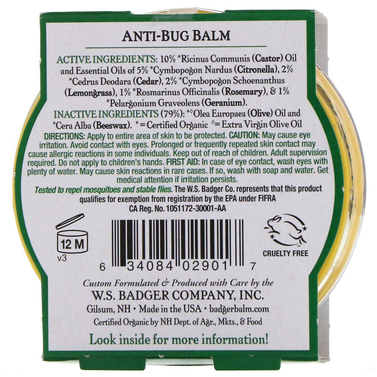 Badger Company, Anti-Bug Balm, Citronella & Rosemary, 2 oz (56 g) - Supply Center USA