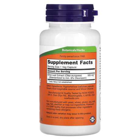 NOW Foods, Olive Leaf Extract, 500 mg, 60 Veg Capsules - Supply Center USA